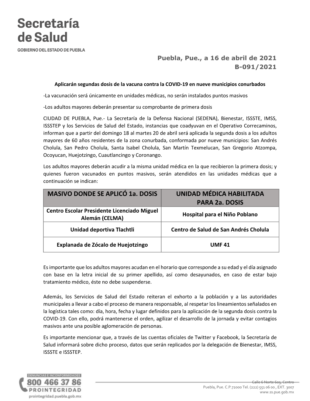 MASIVO DONDE SE APLICÓ 1A. DOSIS UNIDAD MÉDICA HABILITADA PARA 2A