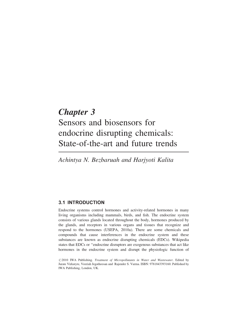 Chapter 3 Sensors and Biosensors for Endocrine Disrupting Chemicals: State-Of-The-Art and Future Trends