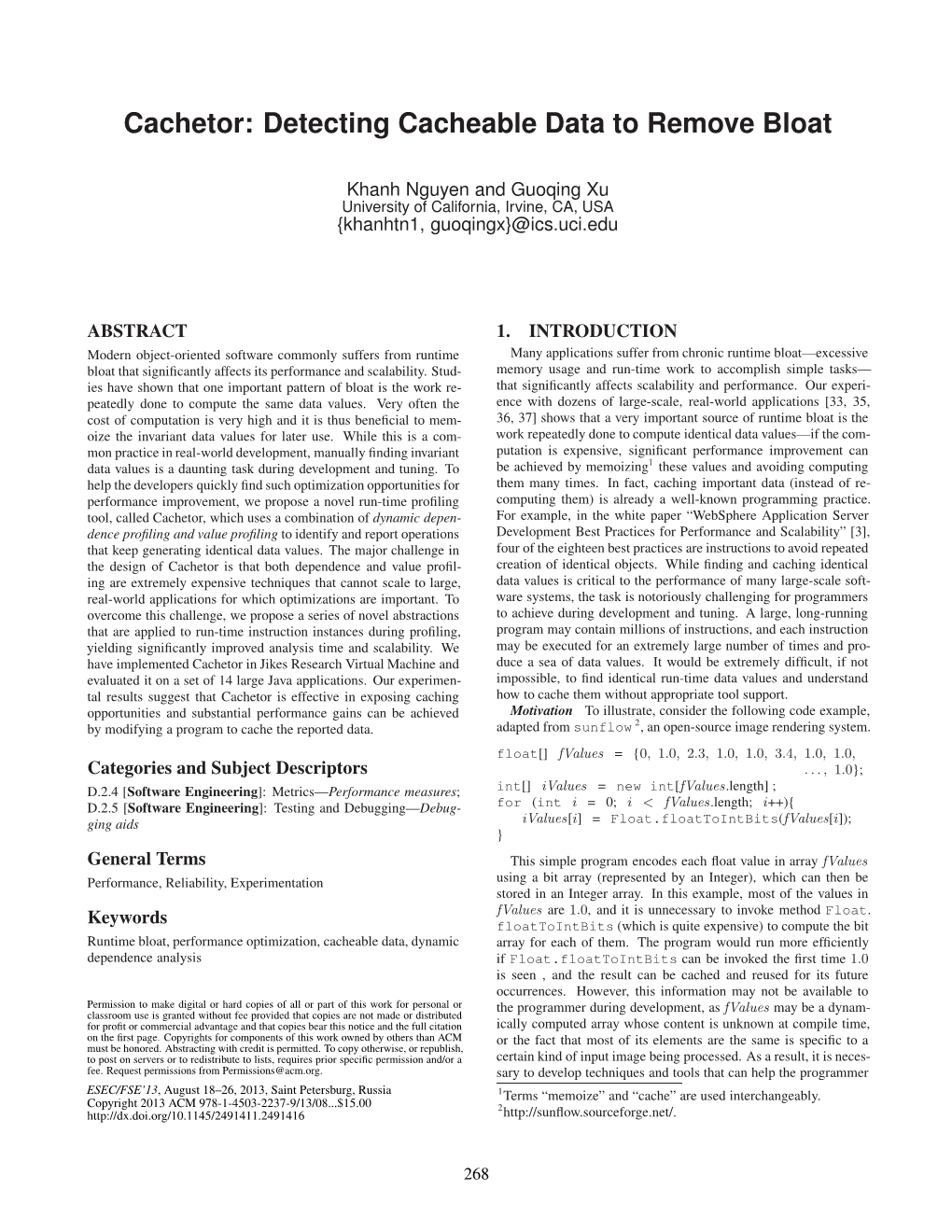 Detecting Cacheable Data to Remove Bloat