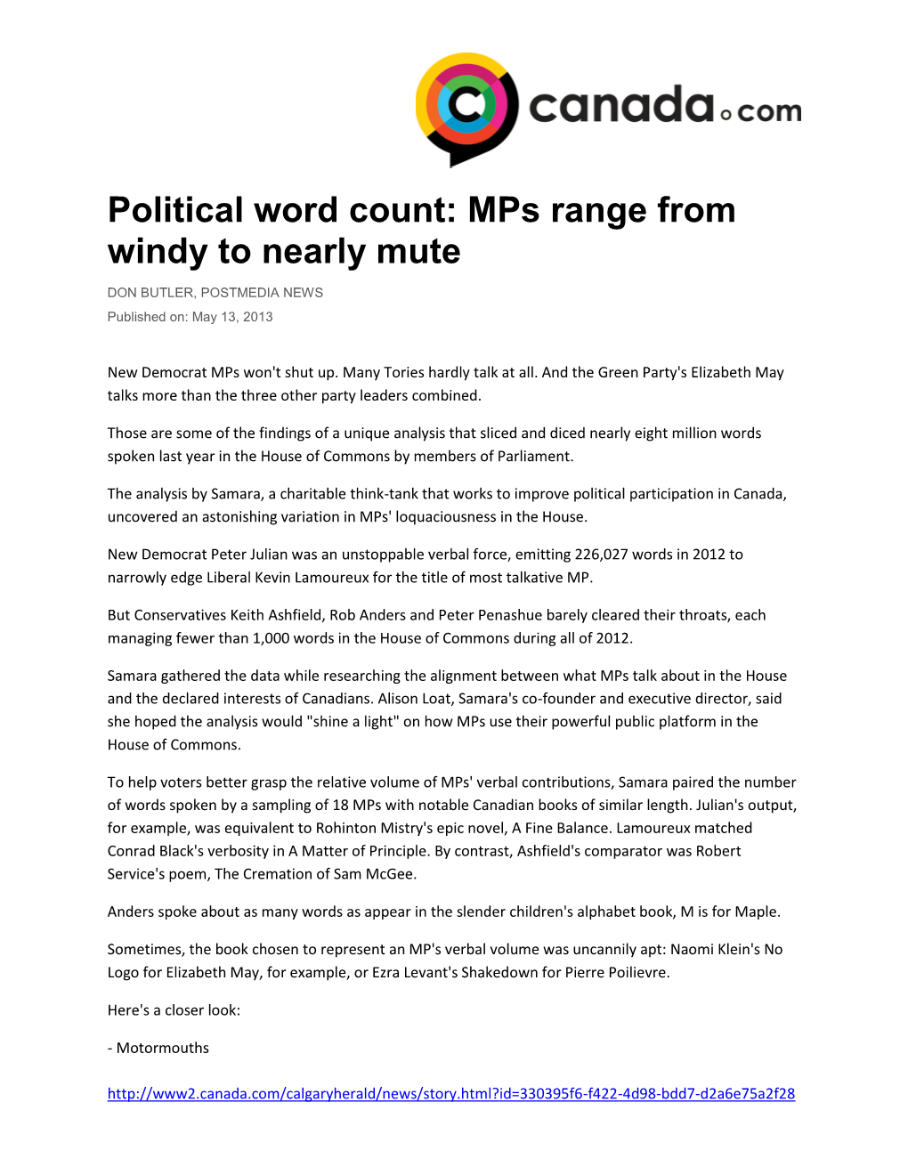 Political Word Count: Mps Range from Windy to Nearly Mute