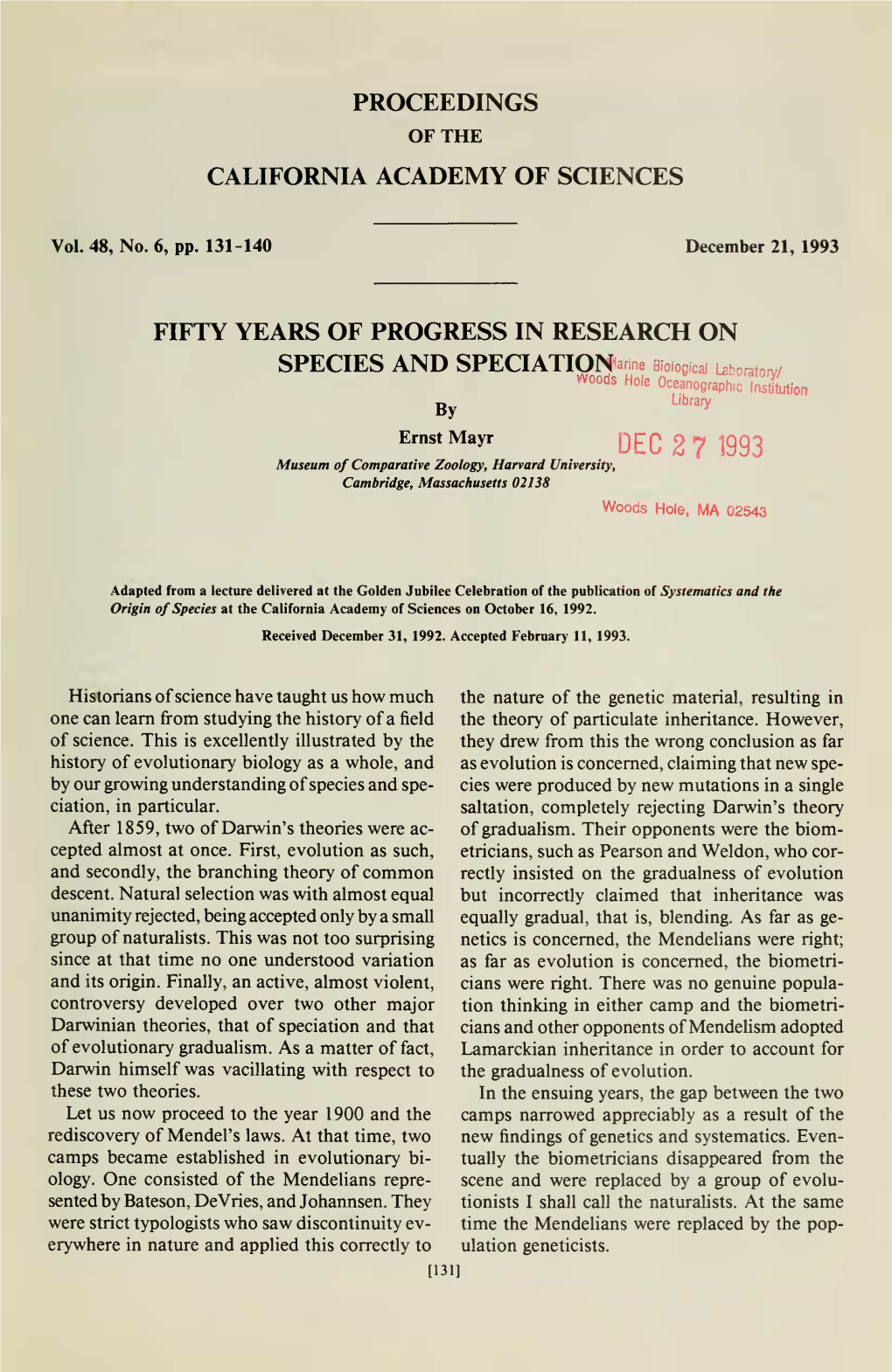 Proceedings of the California Academy of Sciences, 4Th Series