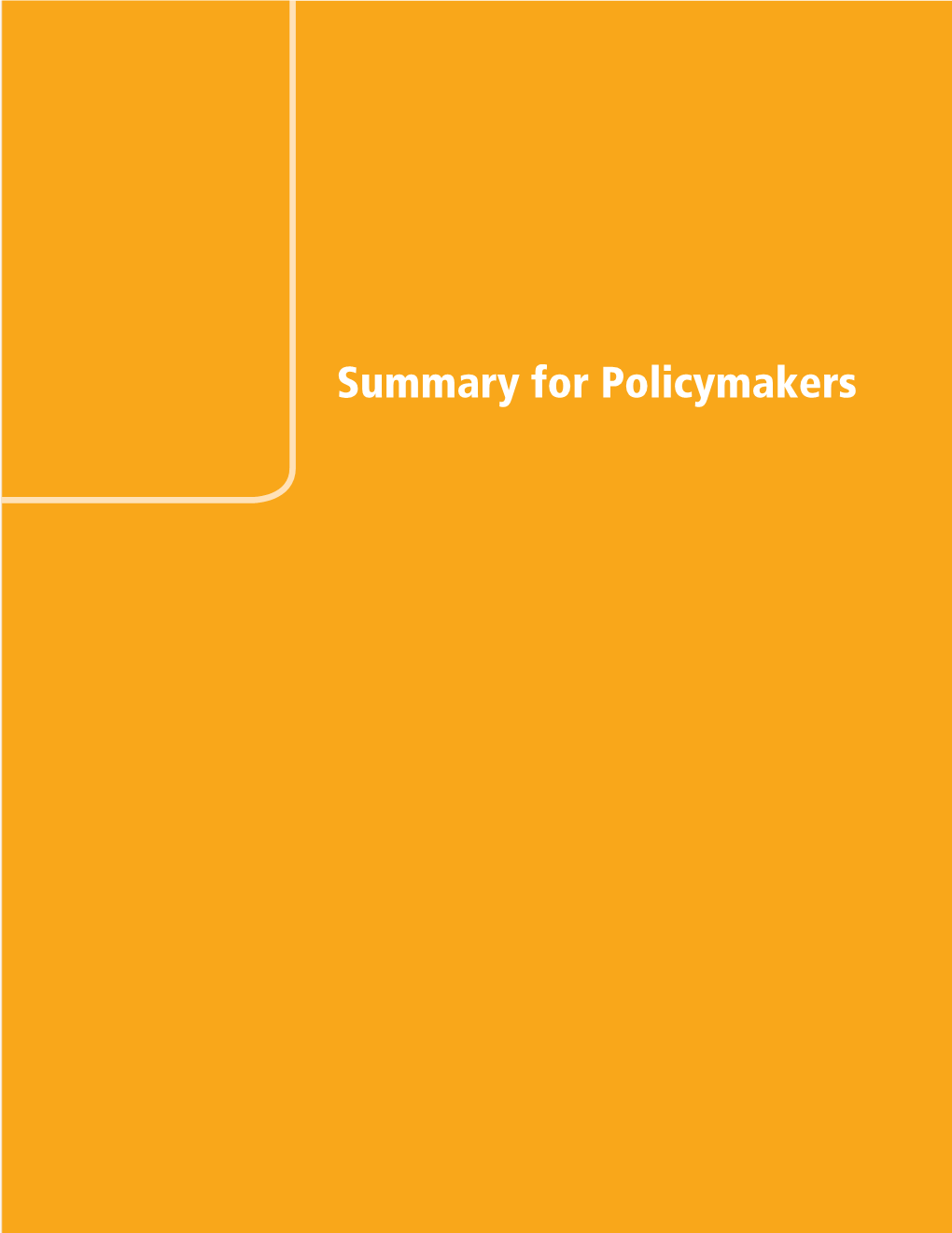 Summary for Policymakers