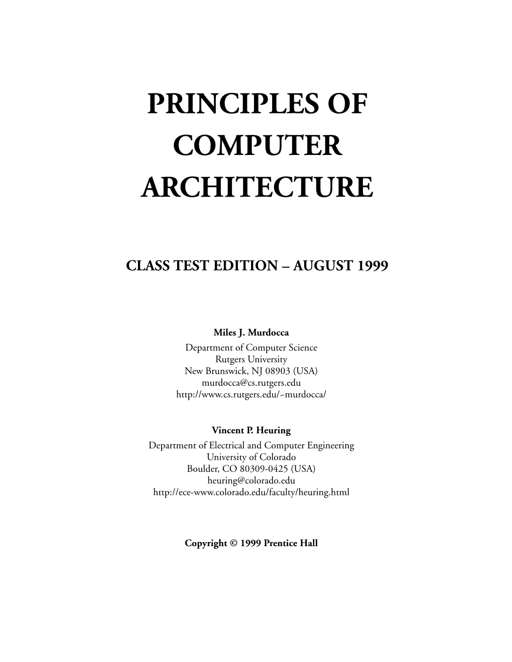 Principles of Computer Architecture