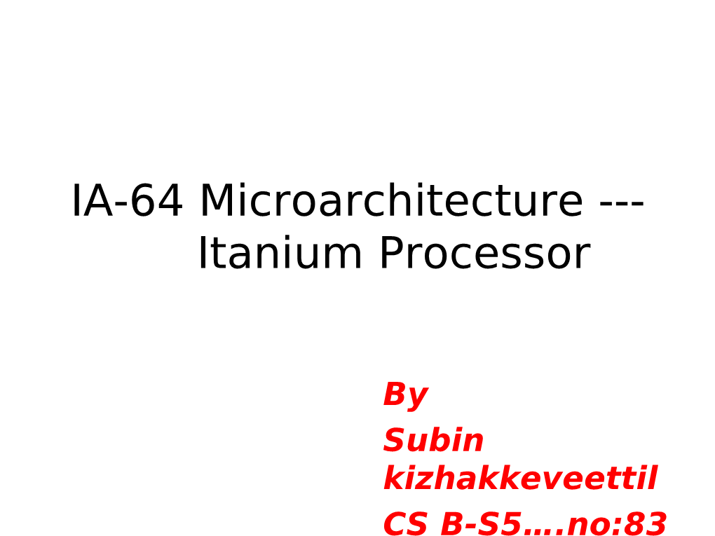 Itanium Processor