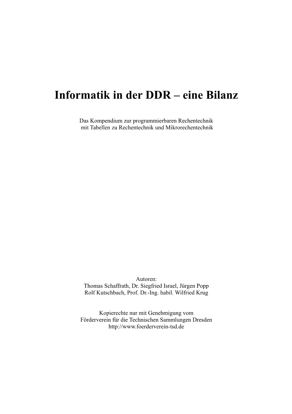 Informatik in Der DDR – Eine Bilanz