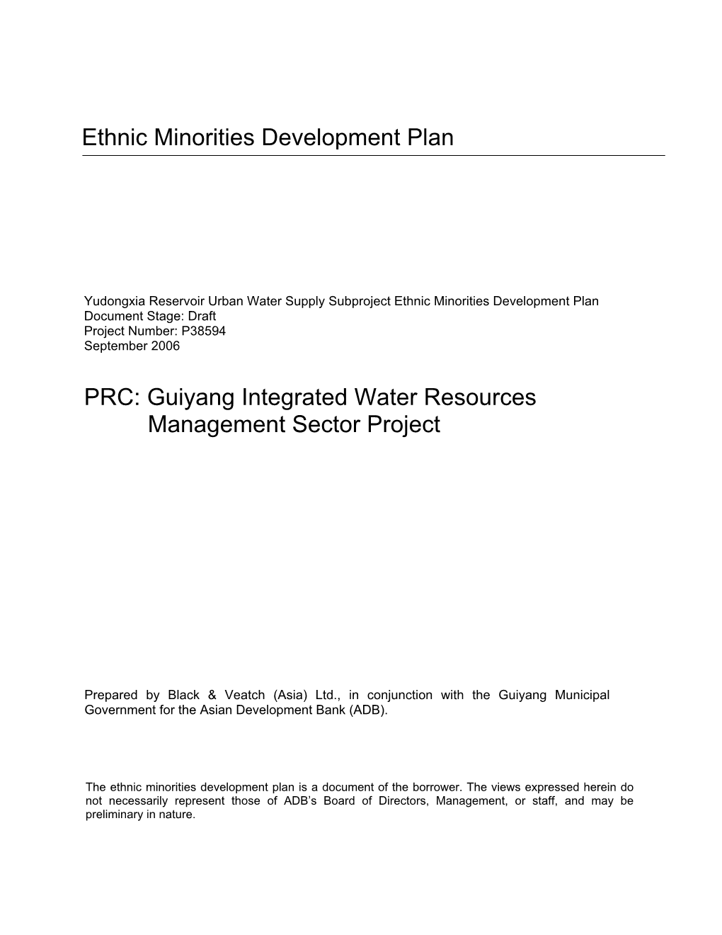 Guiyang Integrated Water Resources Management Sector Project