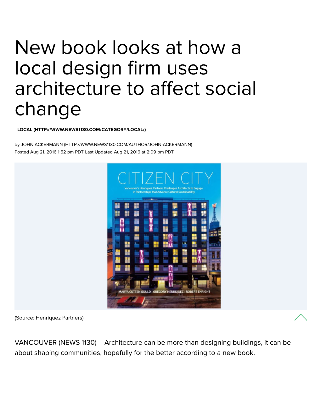 New Book Looks at How a Local Design Fi...Re to Affect Social Change