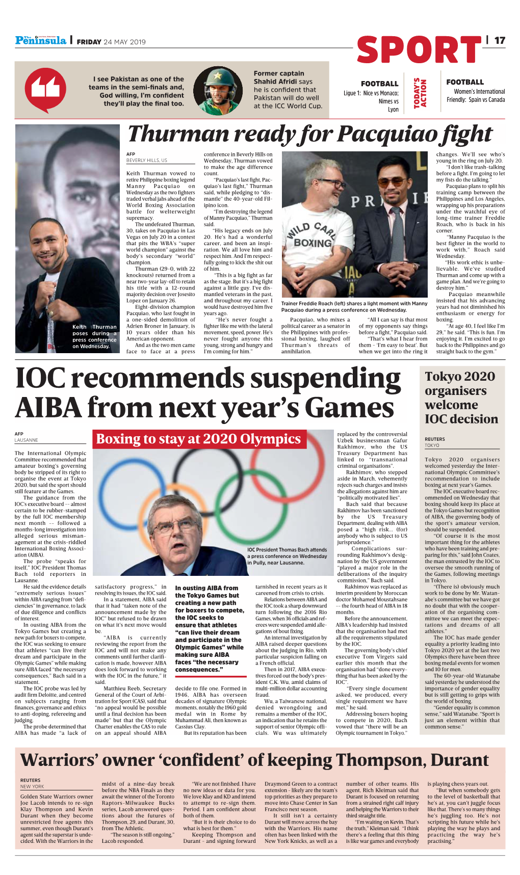 IOC Recommends Suspending AIBA from Next Year's Games