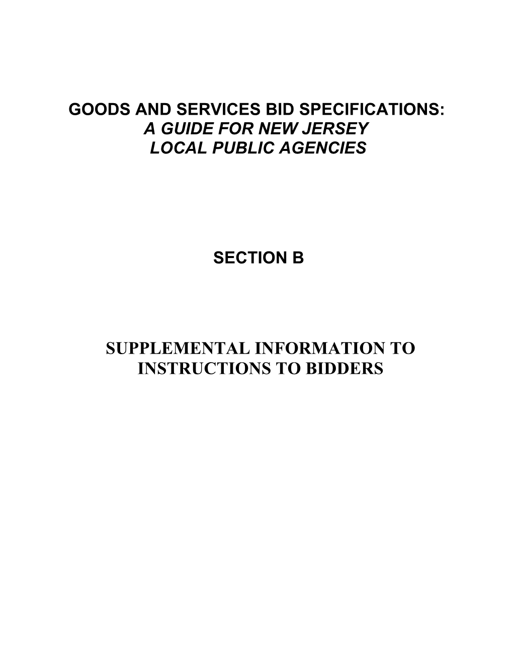 Goods And Services Bid Specifications: