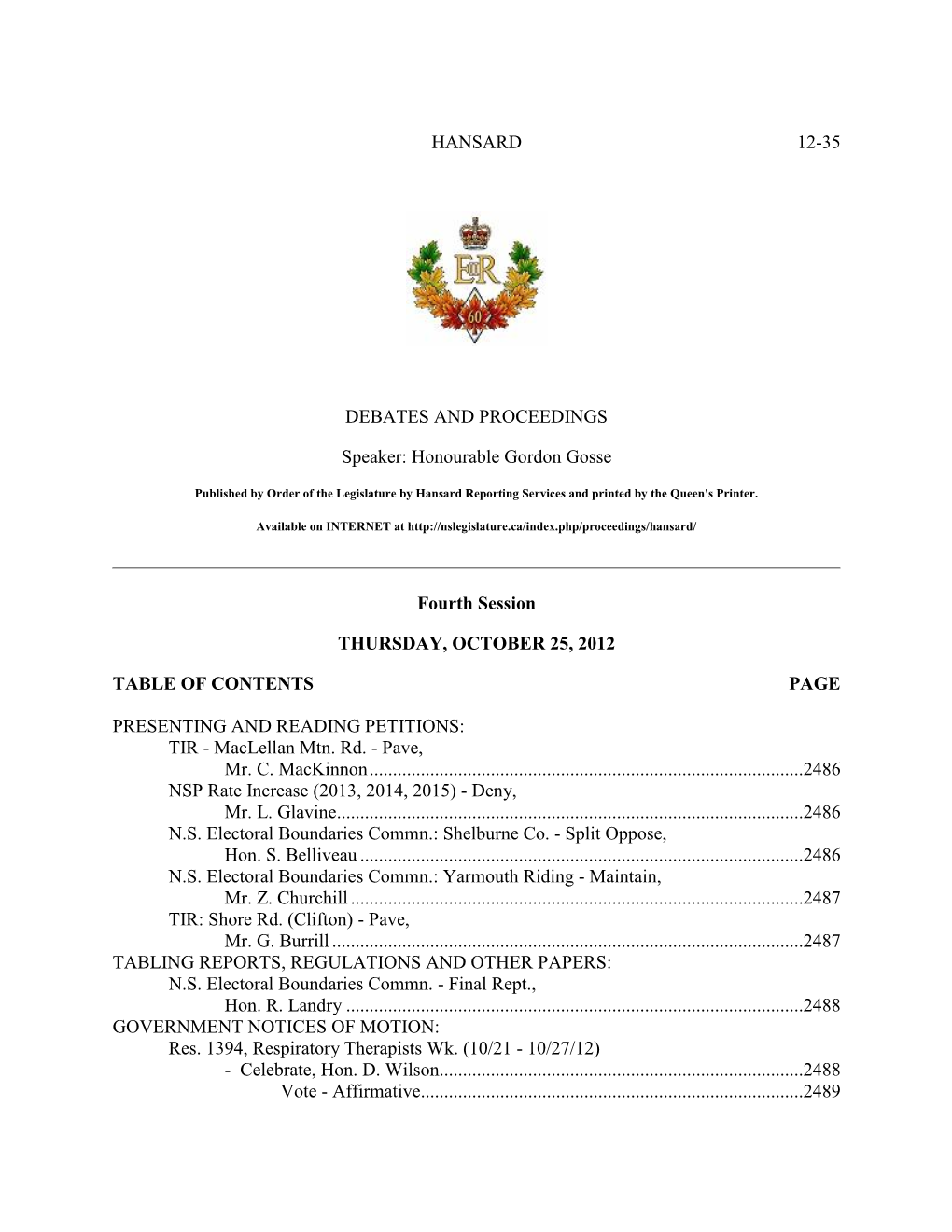 Legislative Proceedings