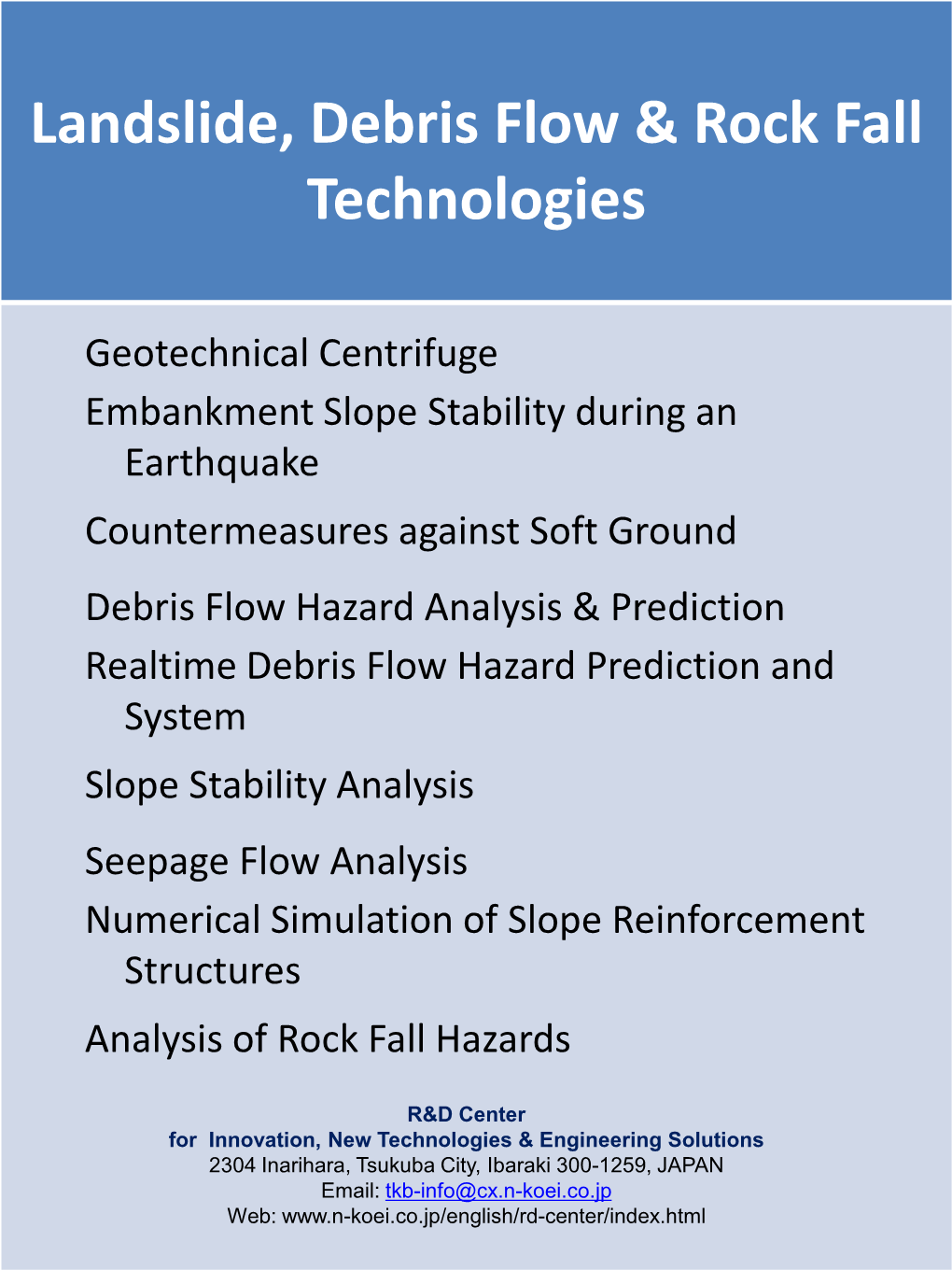 Landslide, Debris Flow & Rock Fall Technologies