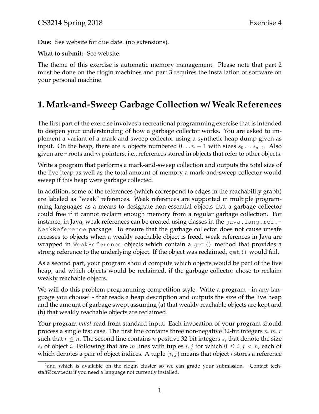 1. Mark-And-Sweep Garbage Collection W/ Weak References