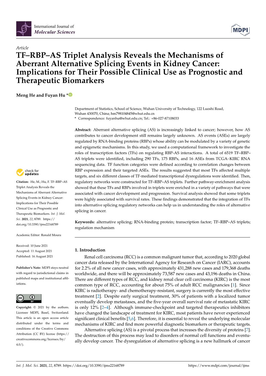 TF–RBP–AS Triplet Analysis Reveals the Mechanisms of Aberrant