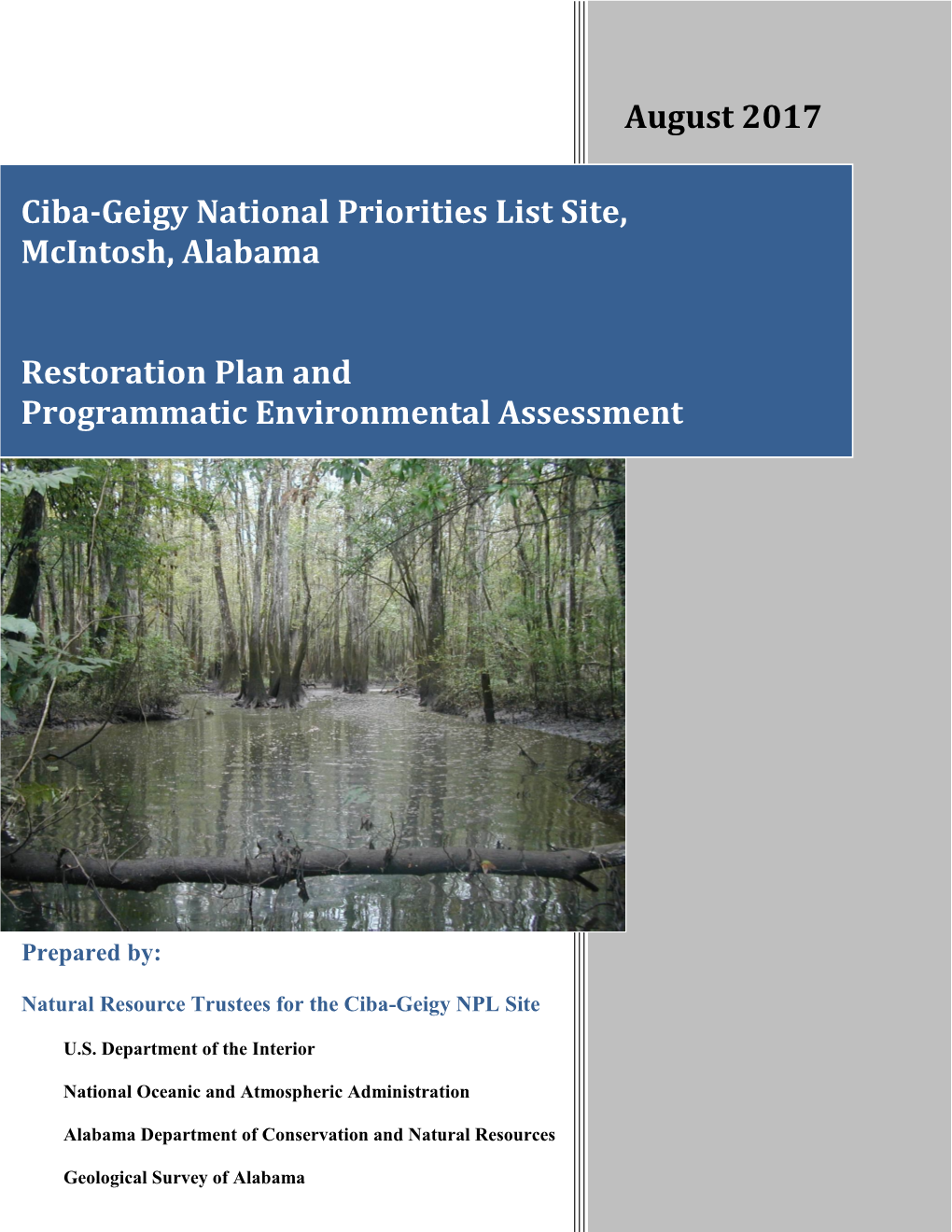 Ciba-Geigy National Priorities List Site, Mcintosh, Alabama Restoration