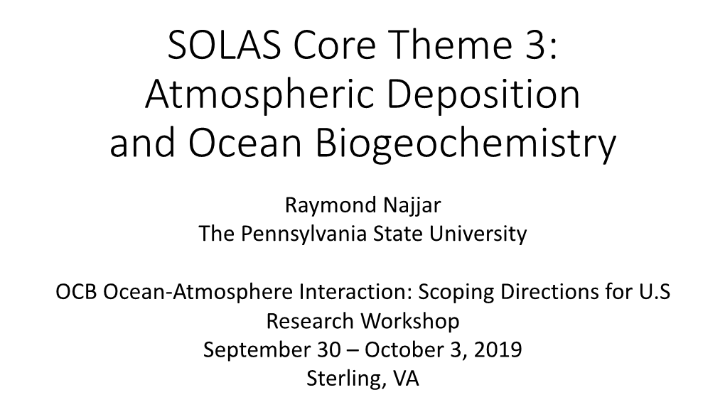 Atmospheric Deposition and Ocean Biogeochemistry