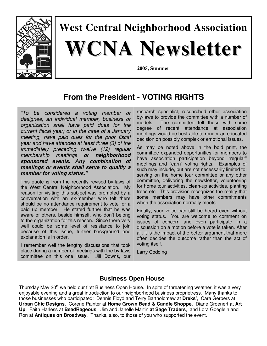 WCNA Newsletter