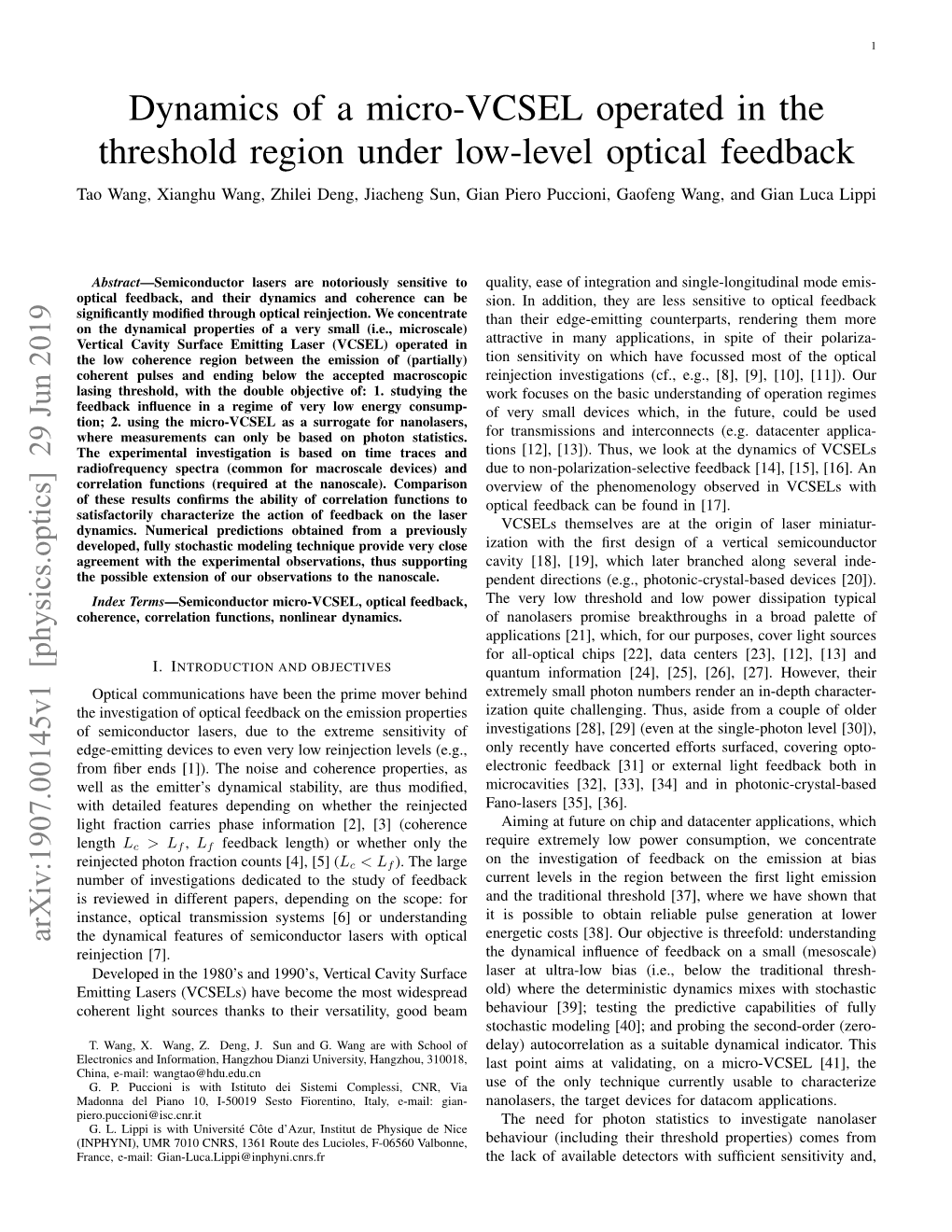Dynamics of a Micro-VCSEL Operated in the Threshold Region Under Low-Level Optical Feedback