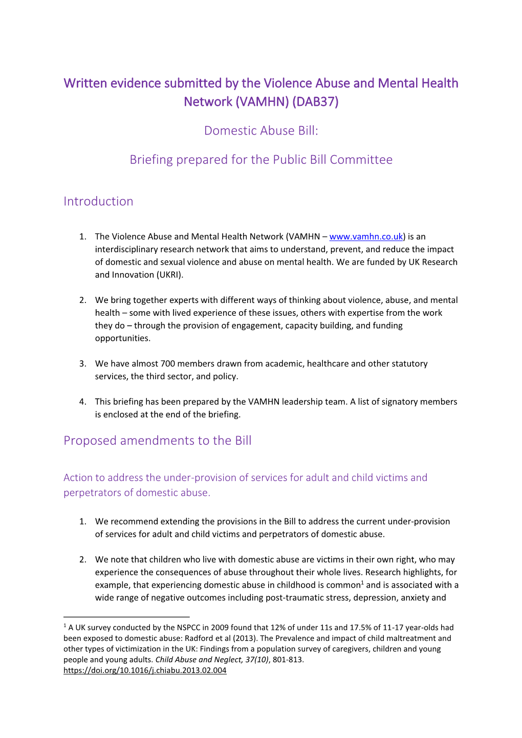 (VAMHN) (DAB37) Domestic Abuse Bill: Briefing Prepare