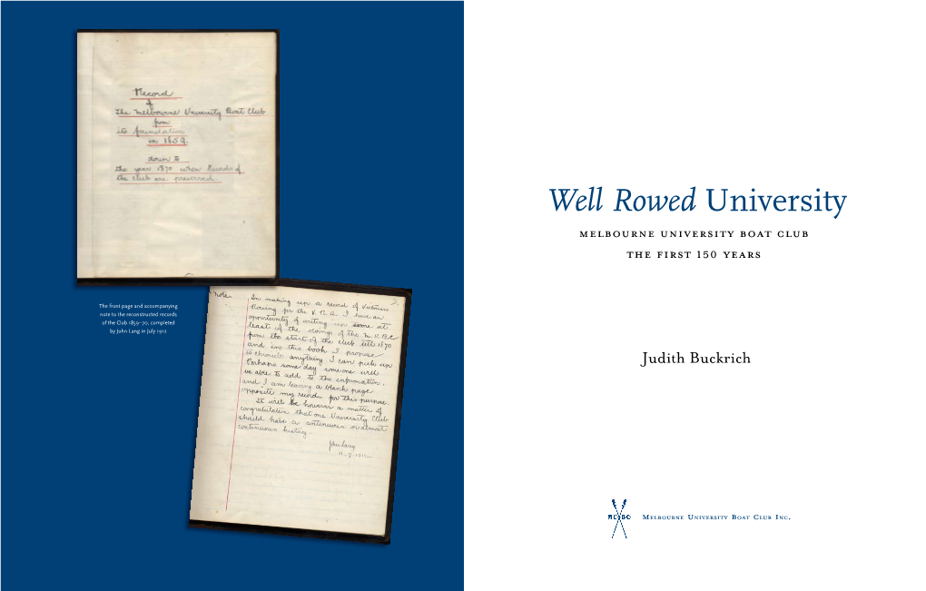 Chapter 5 of Well Rowed University: Melbourne University Boat Club