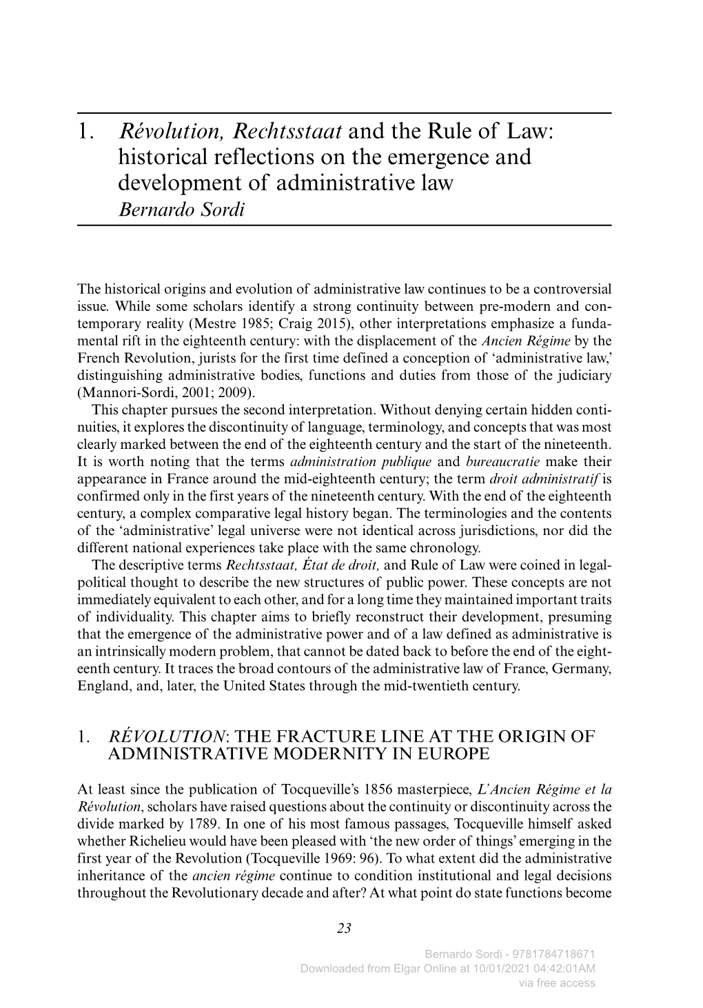 Historical Reflections on the Emergence and Development of Administrative Law Bernardo Sordi