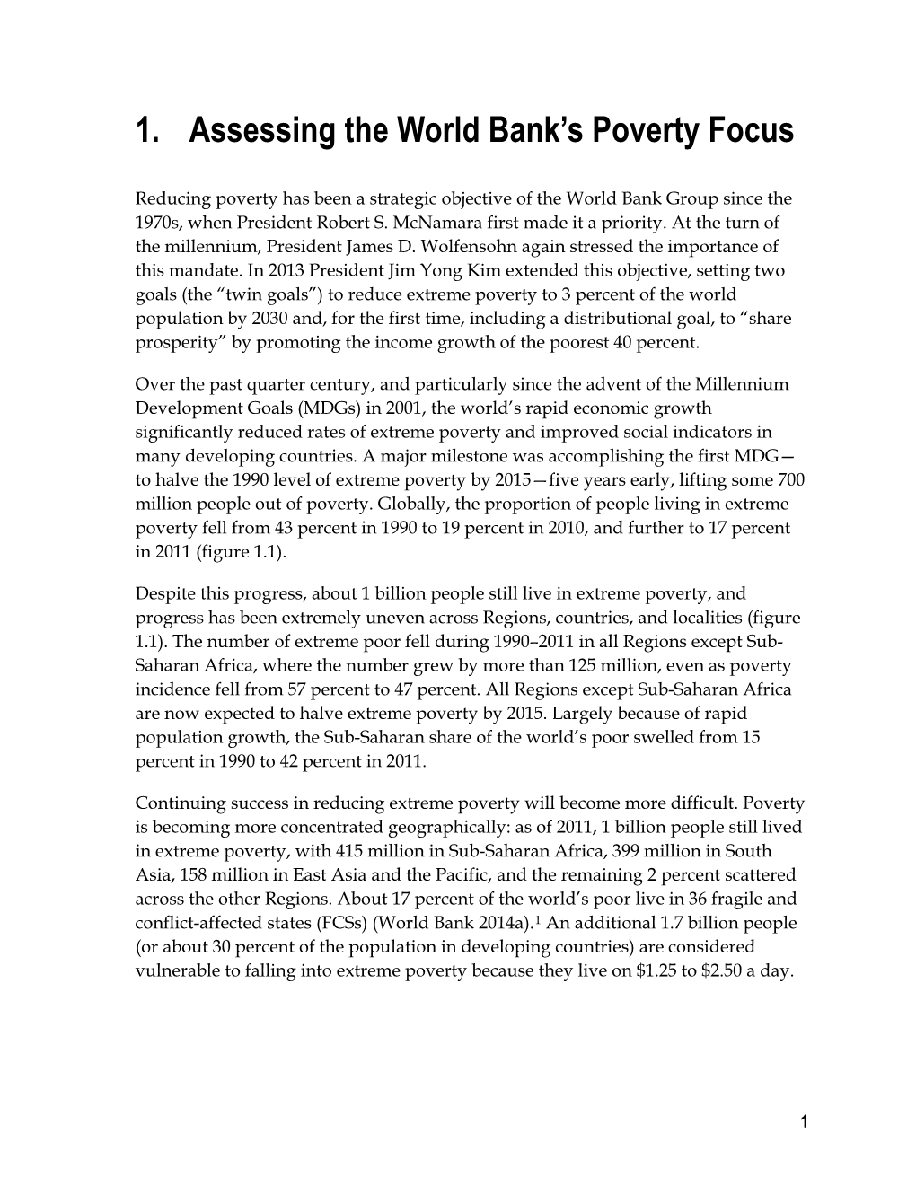 1. Assessing the World Bank's Poverty Focus