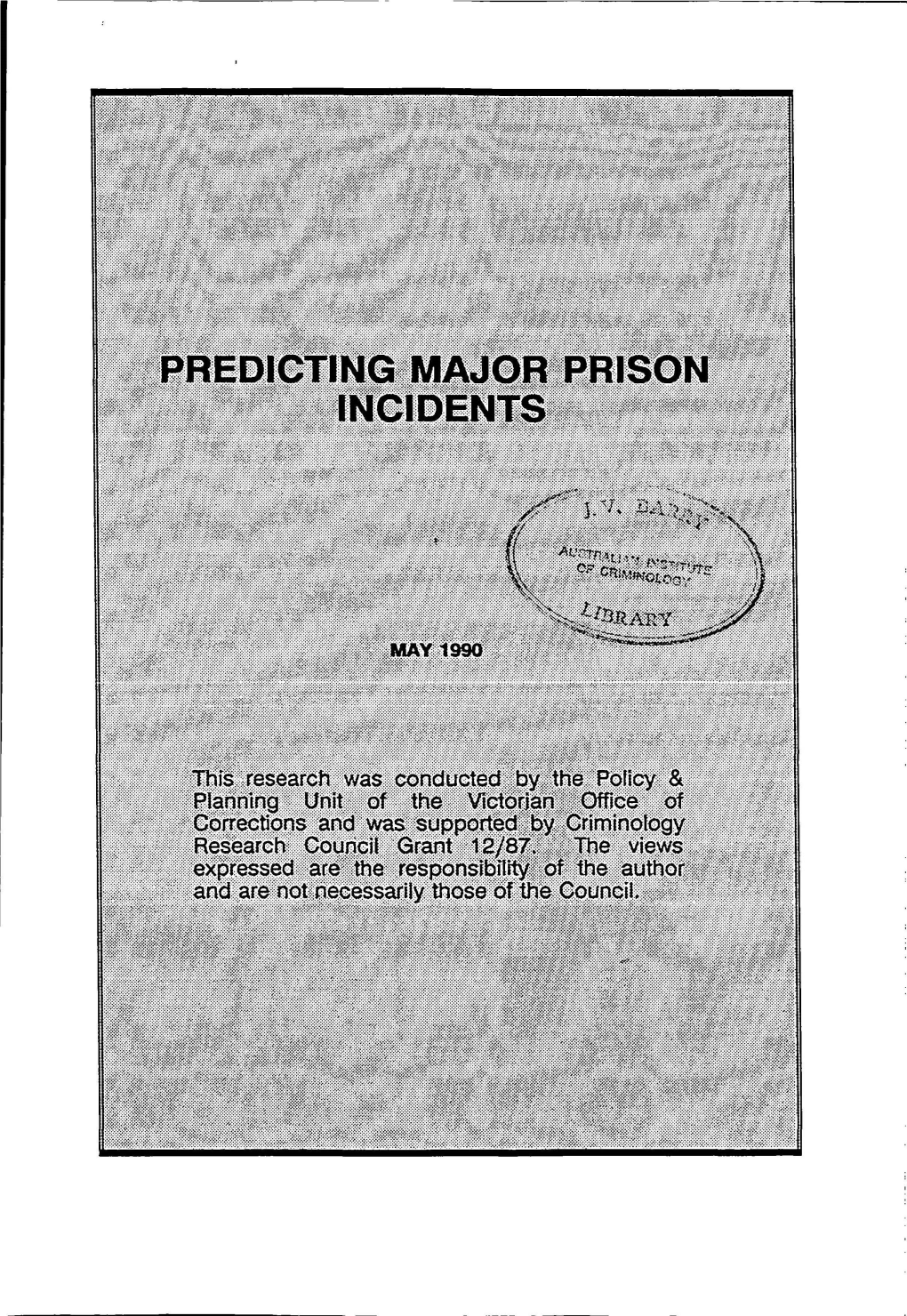 Predicting Major Prison Incidents