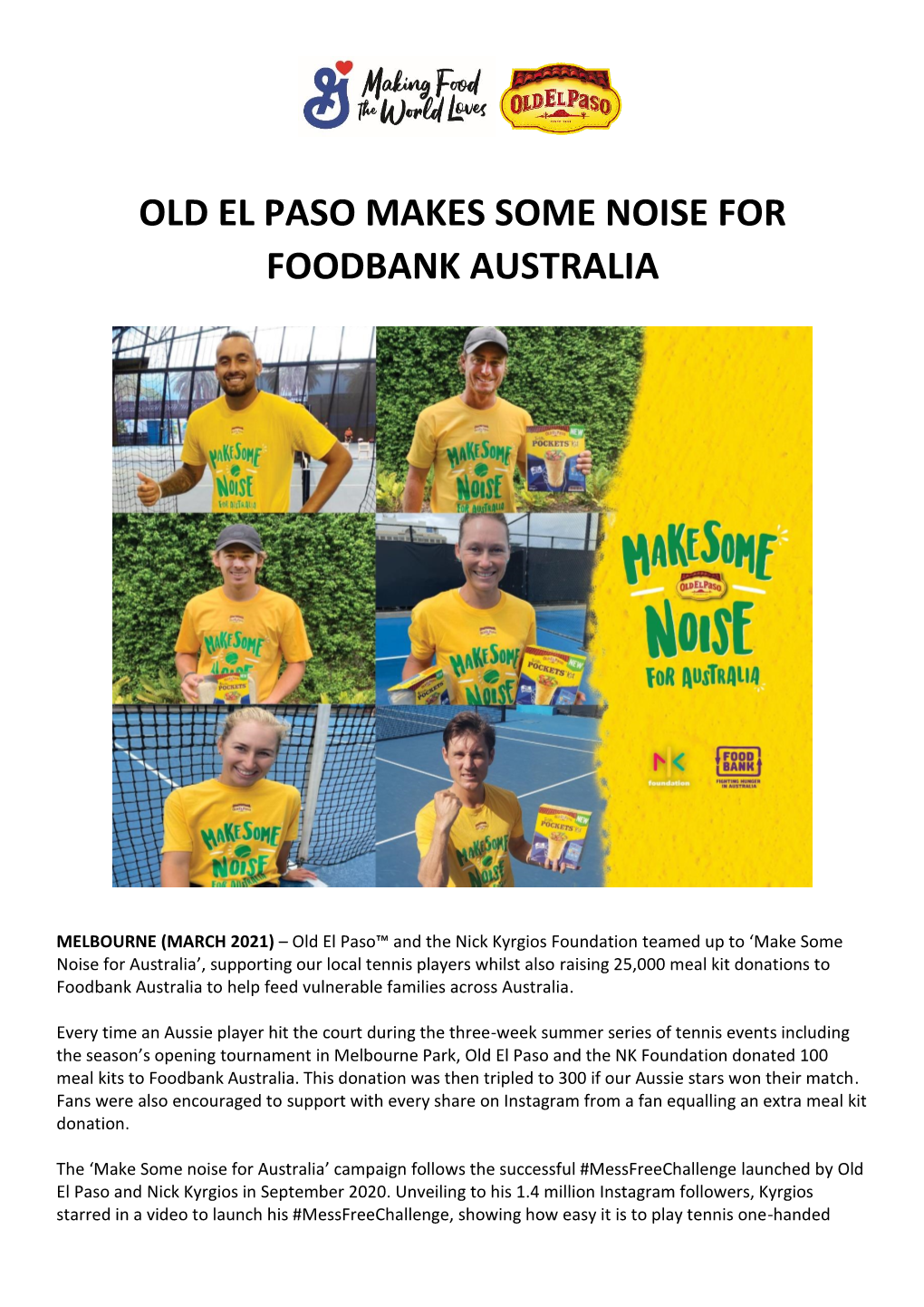 Old El Paso Makes Some Noise for Foodbank Australia