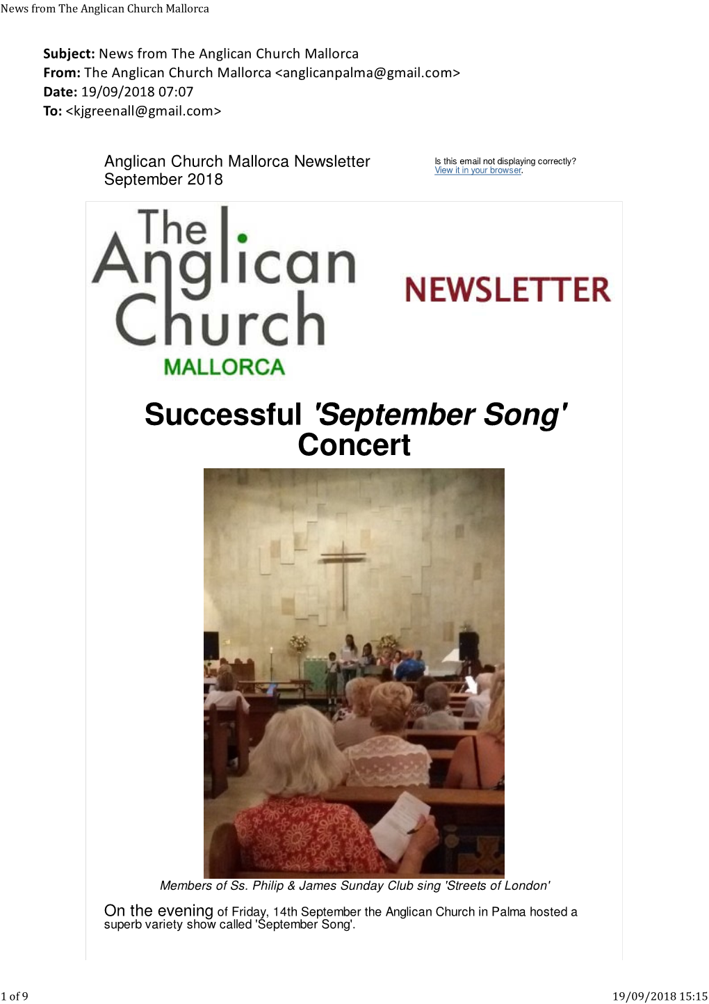 News from the Anglican Church Mallorca