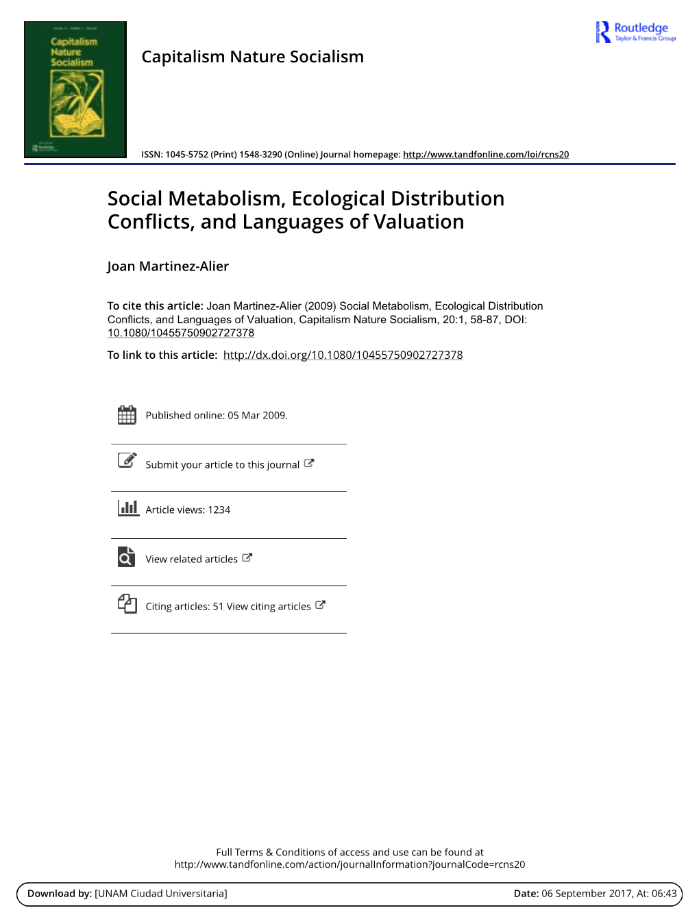 Social Metabolism, Ecological Distribution Conflicts, and Languages of Valuation