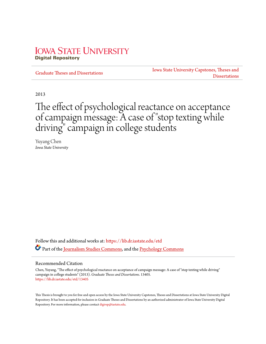 The Effect of Psychological Reactance on Acceptance of Campaign Message