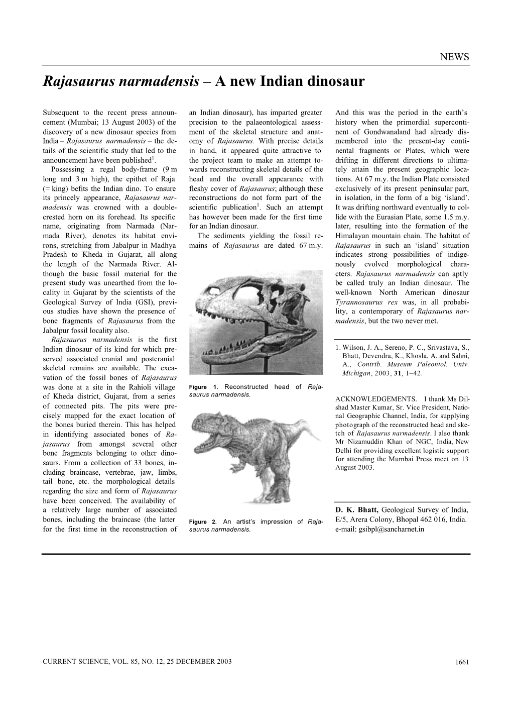 Rajasaurus Narmadensis – a New Indian Dinosaur