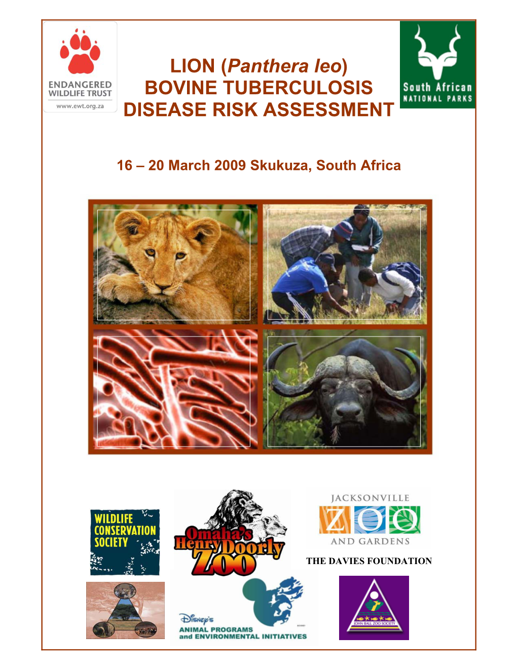 LION (Panthera Leo) BOVINE TUBERCULOSIS DISEASE RISK ASSESSMENT