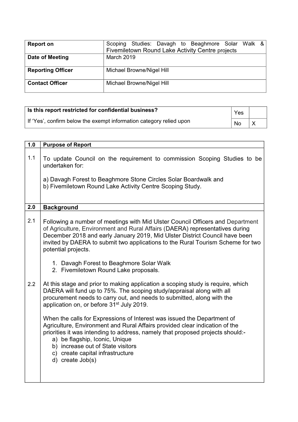 Fivemiletown Round Lake Activity Centre Projects 1.1 to Update