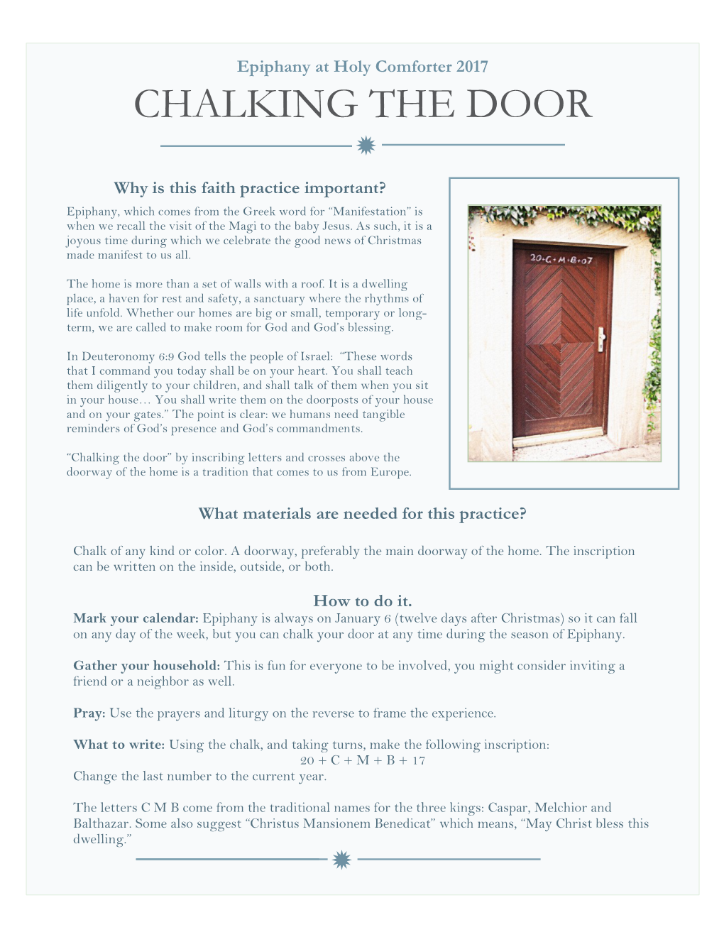 CHALKING the DOOR Ð Why Is This Faith Practice Important?