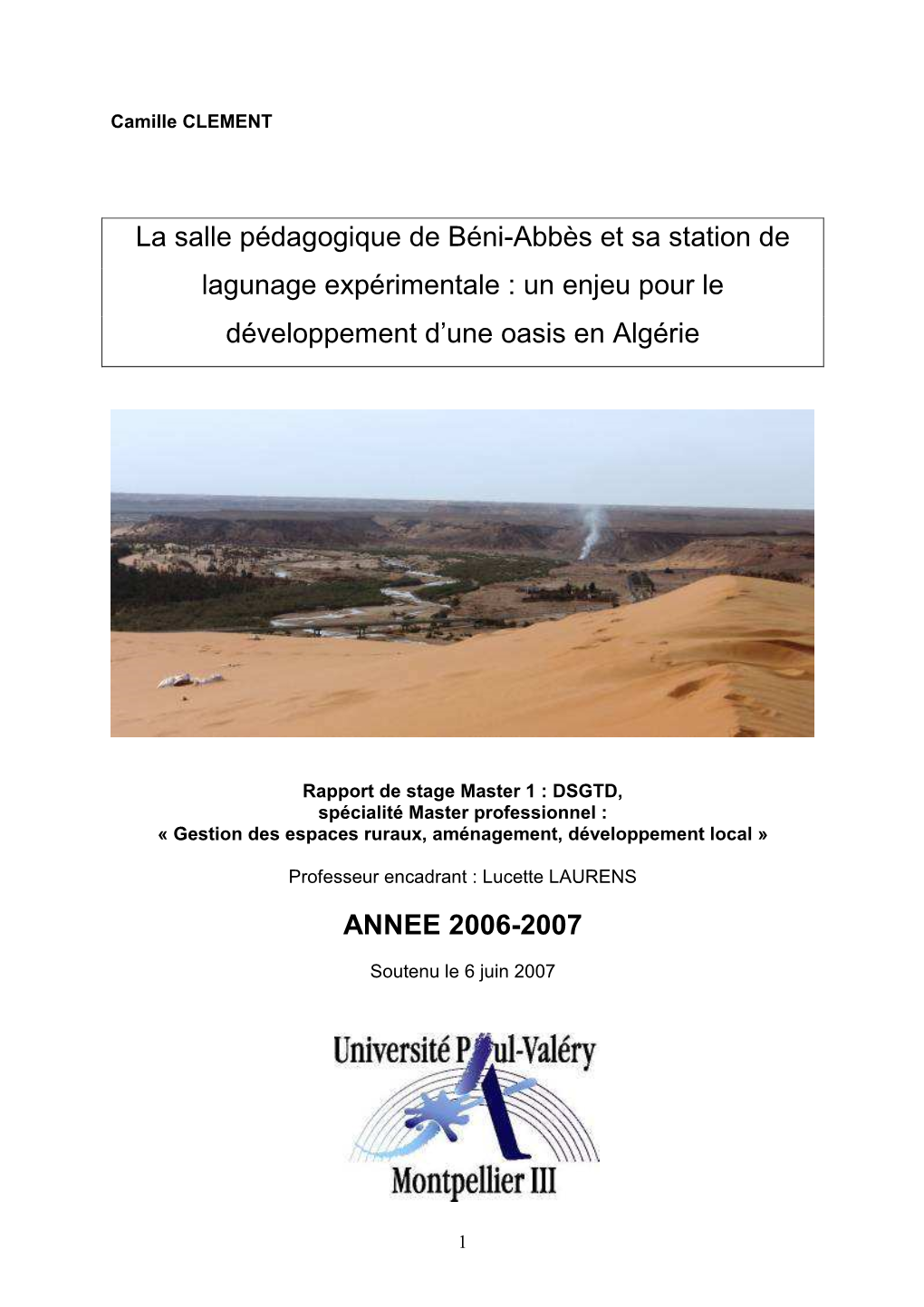 La Salle Pédagogique De Béni-Abbès Et Sa Station De Lagunage Expérimentale : Un Enjeu Pour Le Développement D’Une Oasis En Algérie