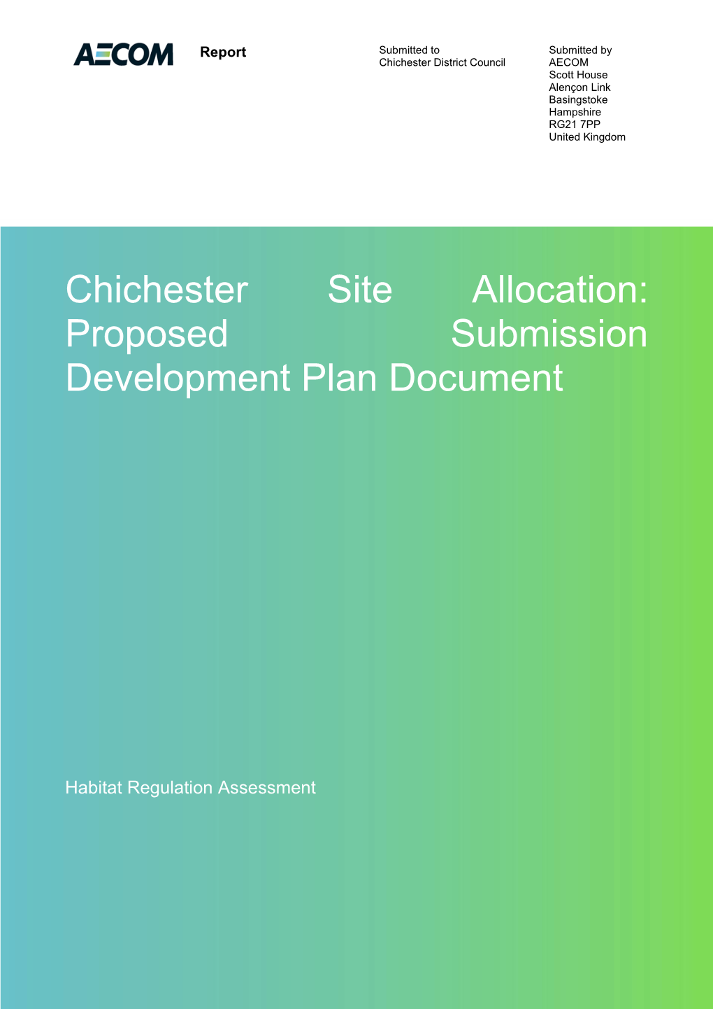 Chichester Site Allocation Proposed Submission Development Plan Document