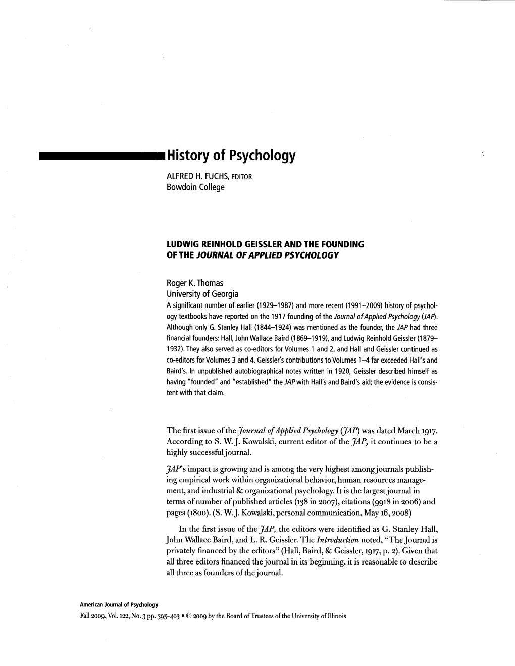 •History of Psychology