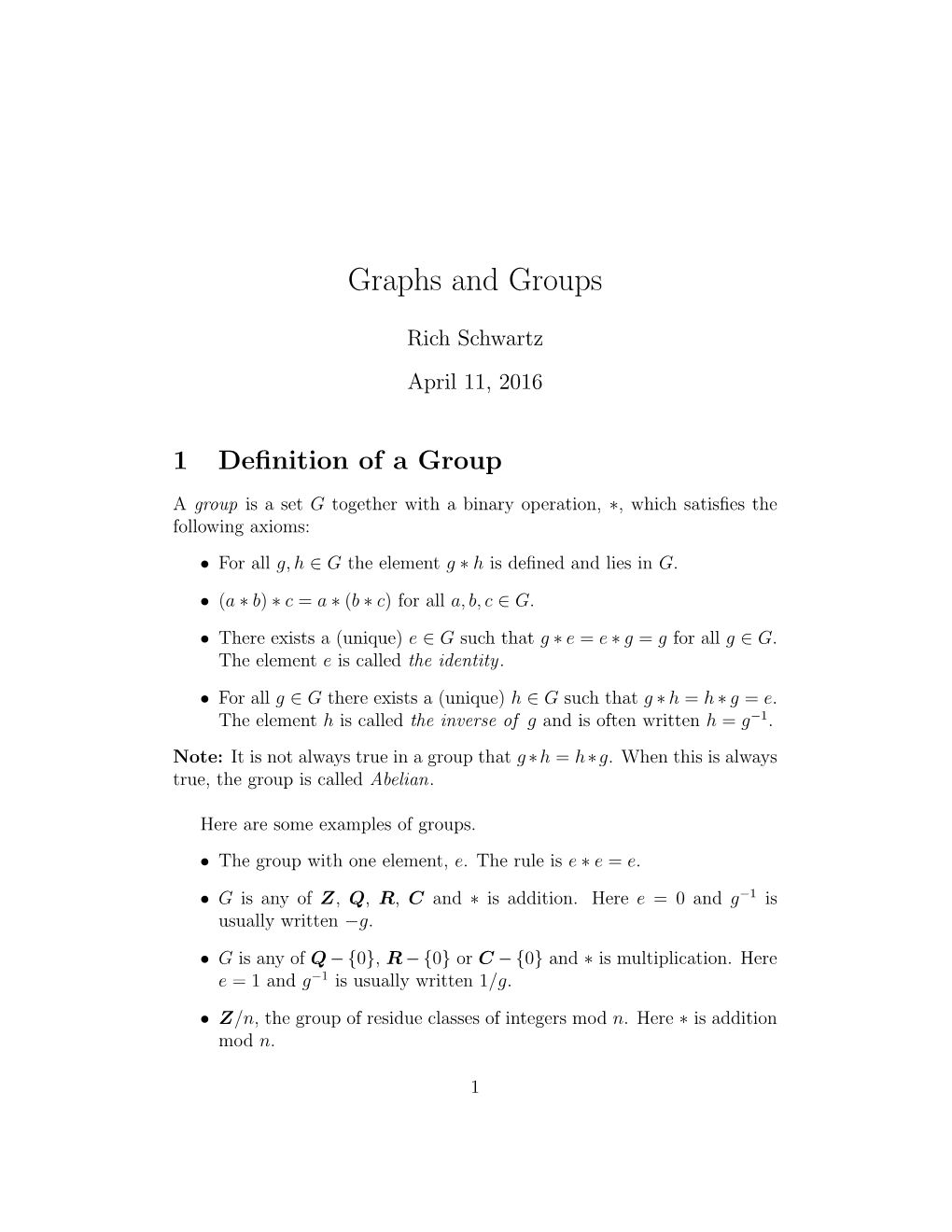 Graphs and Groups