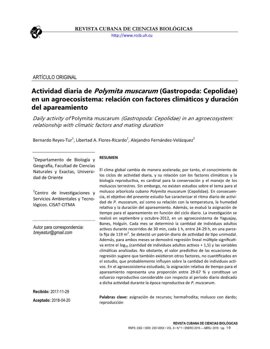 Actividad Diaria De Polymita Muscarum