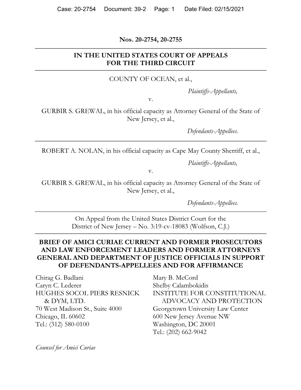 Case: 20-2754 Document: 39-2 Page: 1 Date Filed: 02/15/2021