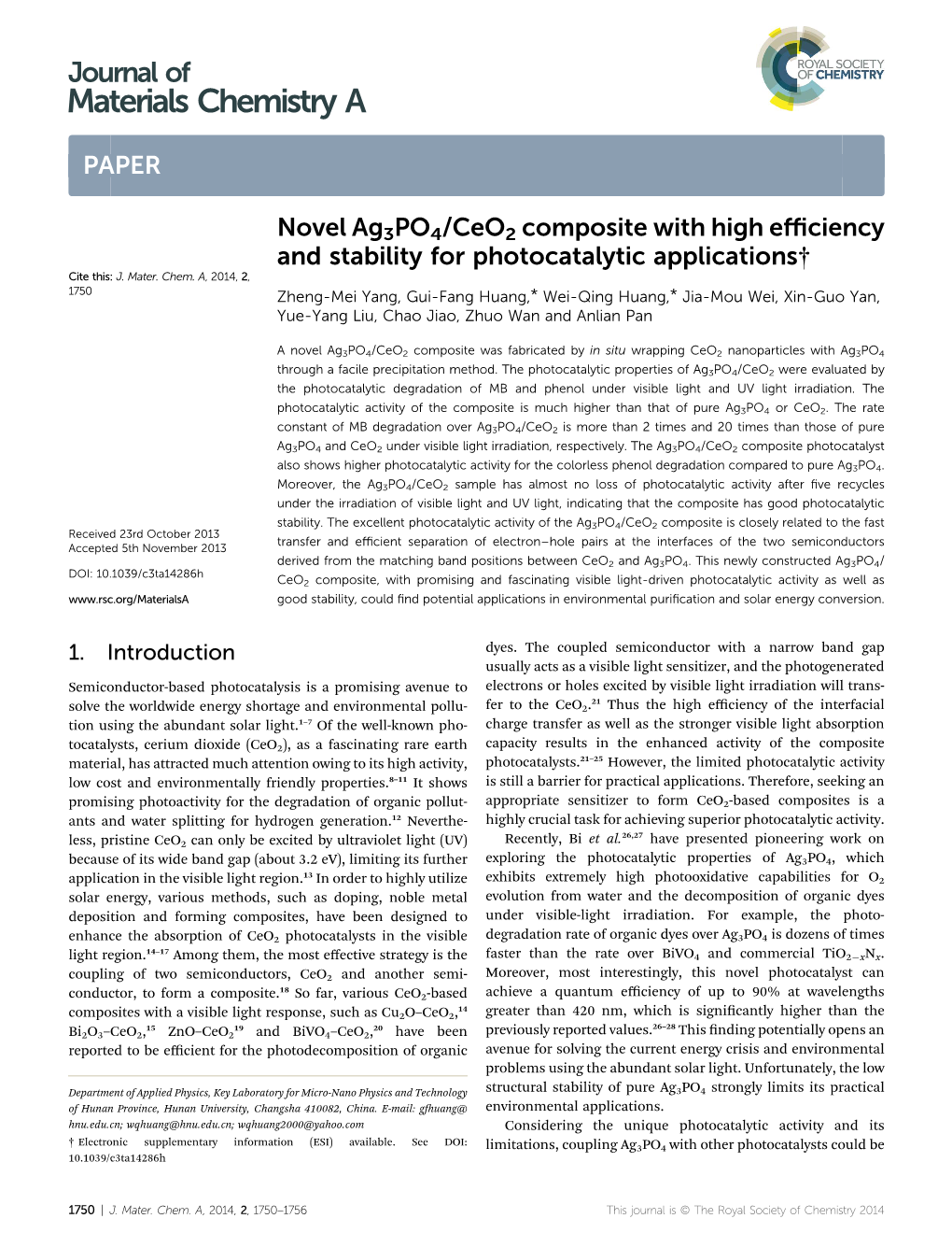 Materials Chemistry A