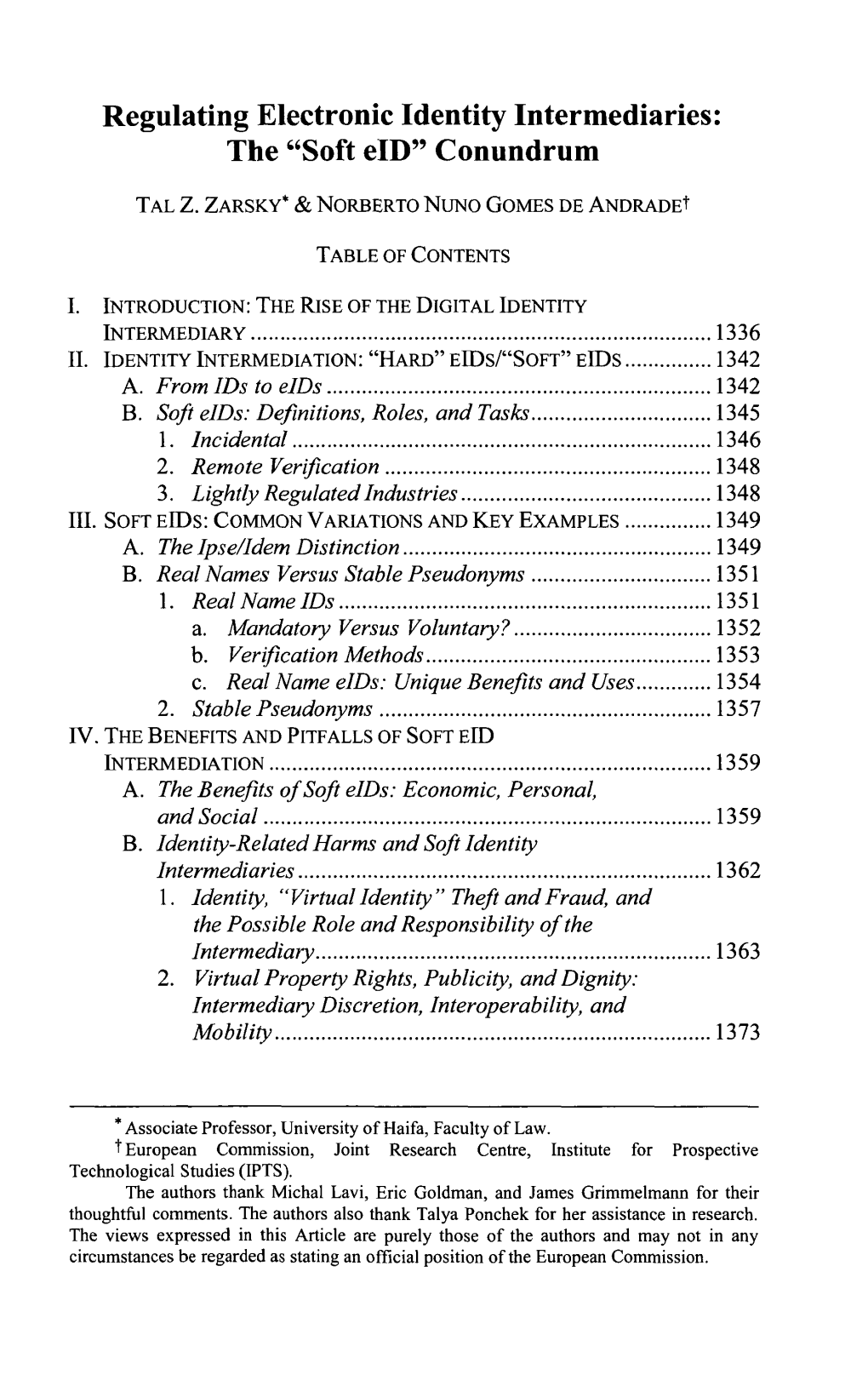 Regulating Electronic Identity Intermediaries: the Soft Eid Conundrum