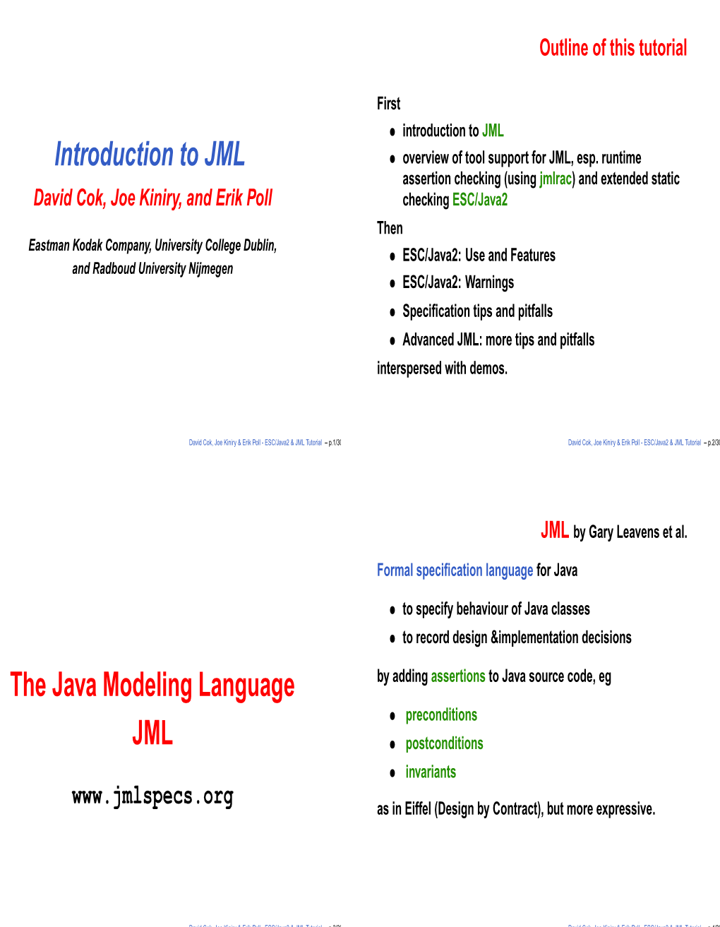 Introduction to JML the Java Modeling Language
