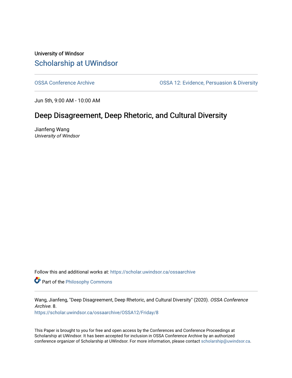 Deep Disagreement, Deep Rhetoric, and Cultural Diversity