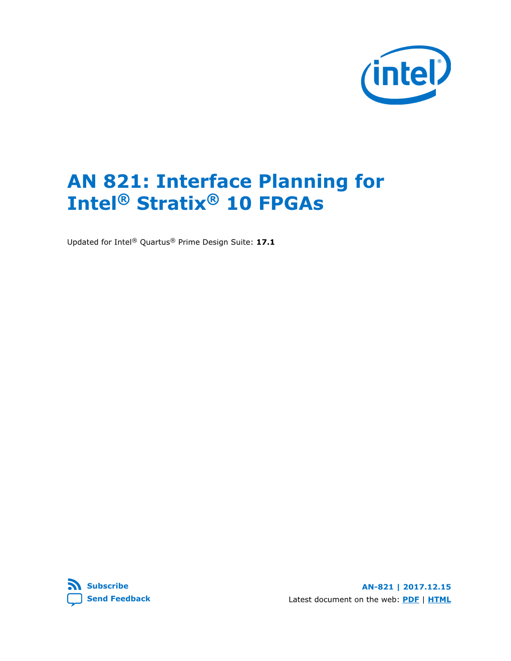 AN 821: Interface Planning for Intel® Stratix® 10 Fpgas