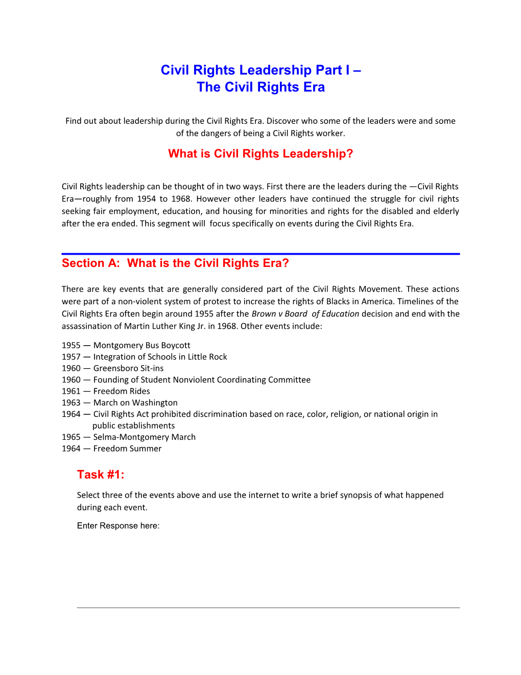 Civil Rights Leadership Part I