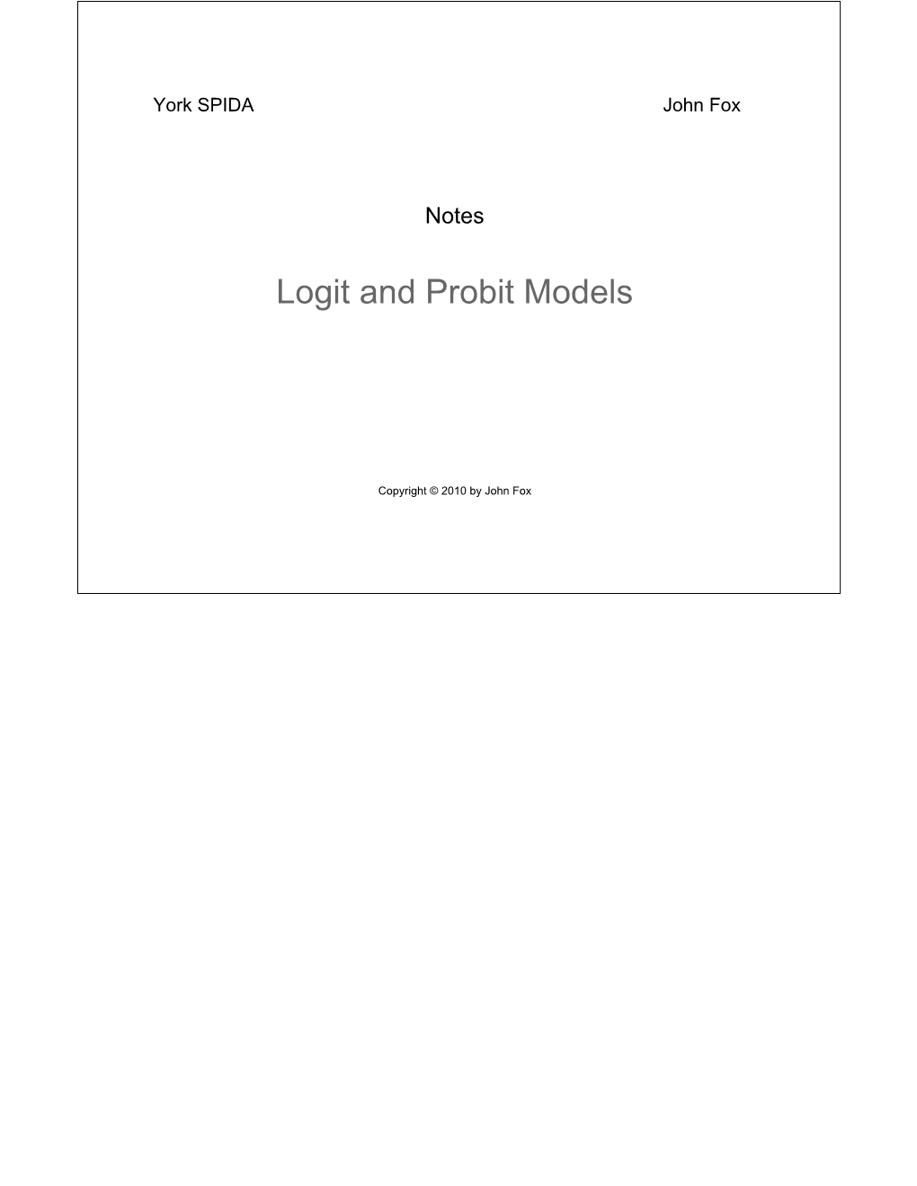 Logit and Probit Models