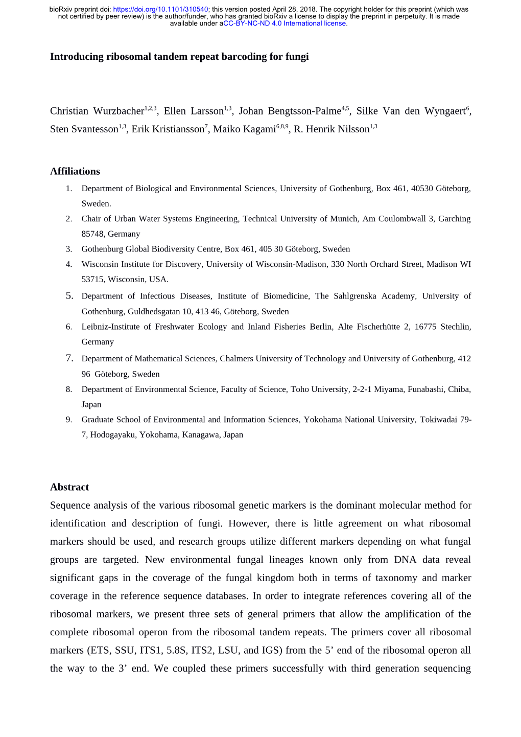 Introducing Ribosomal Tandem Repeat Barcoding for Fungi