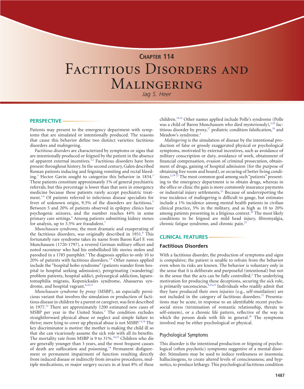 CHAPTER 114 Factitious Disorders and Malingering Jag S