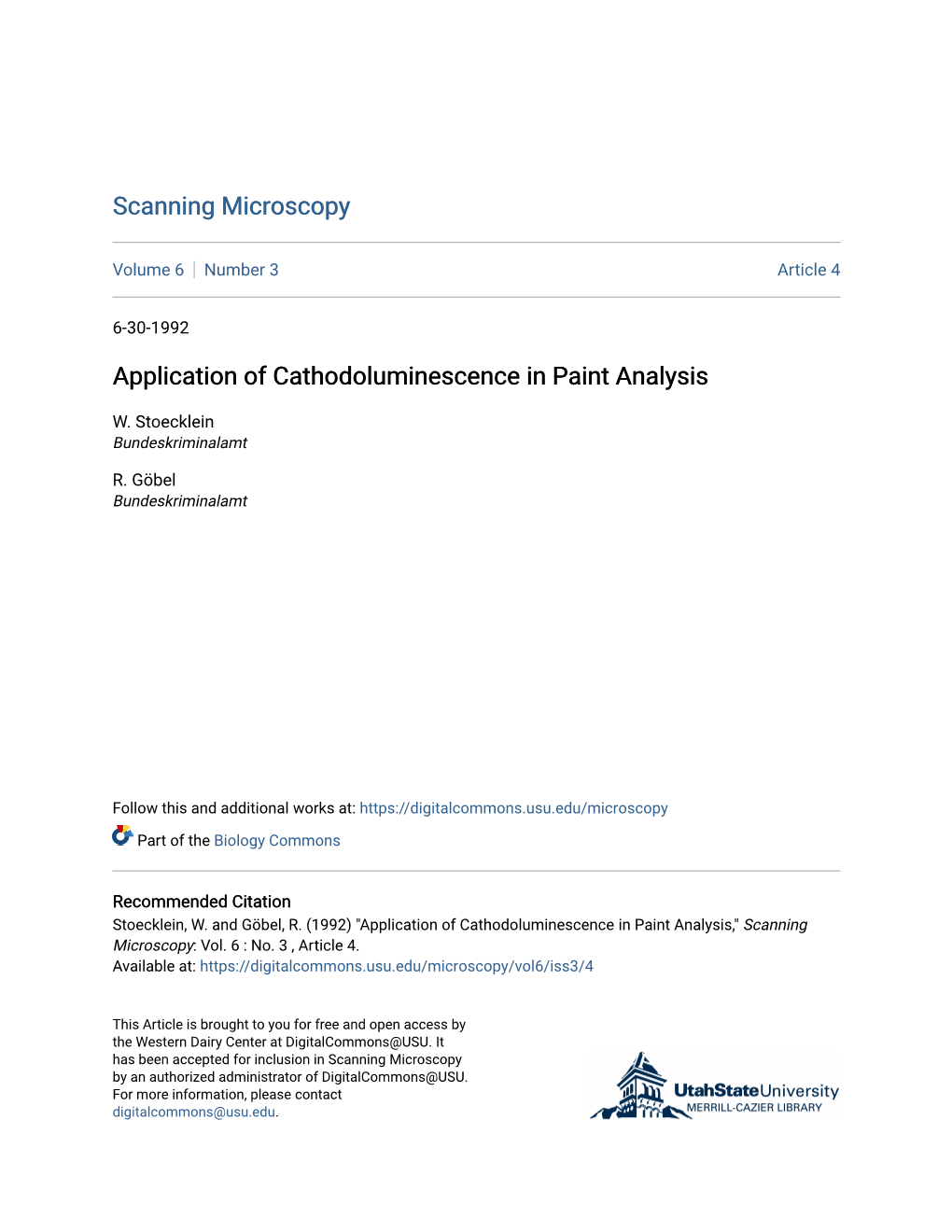 Application of Cathodoluminescence in Paint Analysis